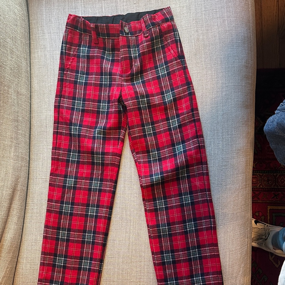 Janie and Jack Red Plaid Men's Dress Pants